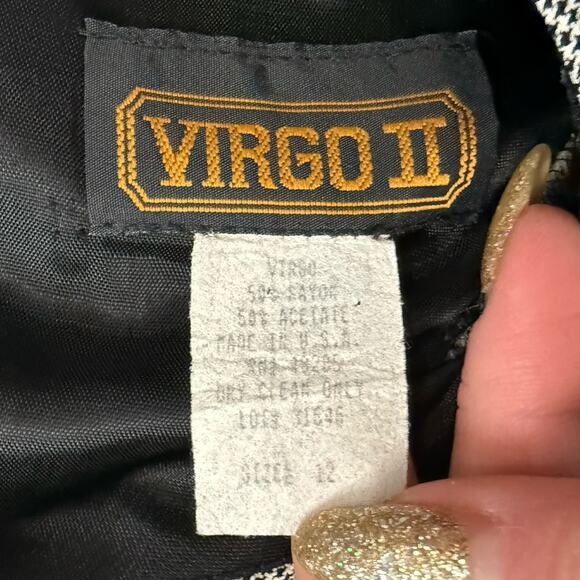 Vintage 80s Gray Black Houndstooth Boomerang Button Blouson Dress size 12 - Picture 3 of 12